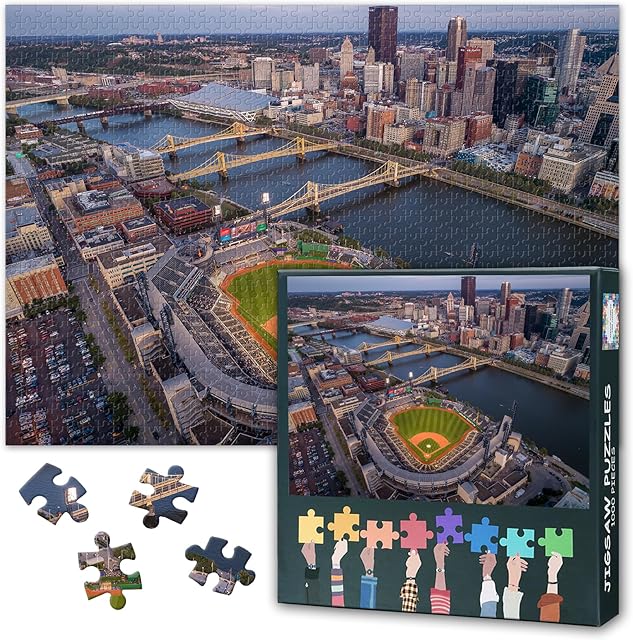 The Puzzles for Adults 1000 Pieces, Pittsburgh, Pennsylvania Jigsaw Puzzles, Baseball Stadium Adult Puzzle for Adults, Educational Fun Games or Toys for Elders Friends 20X27 INCH