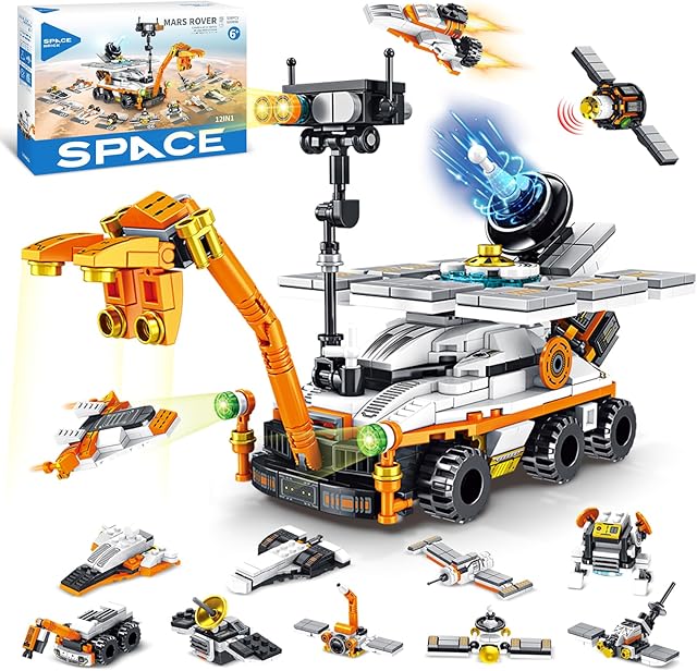 The Mars Rover Building Blocks Set for Boys Ages 6-12, 25-in-1 Space Toys for Kids to Assemble a Big Mars Rover or 12 Small Different Space Probe, Best Present for Boys and Girls Aged 8-14 (556PCS)