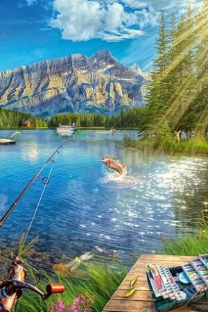 The Ravensburger - Life at The Lake - 1000 Piece Jigsaw Puzzle - Stunning Imagery of The Favorite Fishing Spot - Vibrant Colors - Frameable - Premium Quality - Puzzles for Adults
