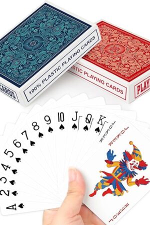 The Plastic Playing Cards Waterproof Playing Cards 2 Pack,Decks of Poker Cards Set for Adults,Poker Size Regular Index,Suitable for Various Cards Games,Bridge,Pinochle,Cartas