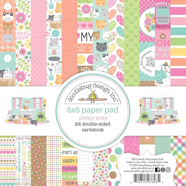 The Doodlebug Double-Sided Paper Pad 6"X6" 24/Pkg - Pretty Kitty