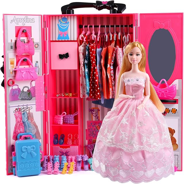 The UCanaan Girl Doll and Closet Set with Doll Clothes and Accessories Items Including Fashion Dolls, Dressand Many Other Accessories (Refer Picture Shows),Best Gitfs for Girls Christmas Birthday