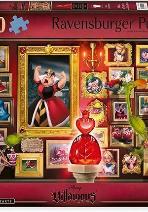 The Ravensburger Disney Villainous:Queen of Hearts and Figurine 1000 Piece Jigsaw Puzzle for Adults - 12001111 - Handcrafted Tooling, Made in Germany, Every Piece Fits Together Perfectly