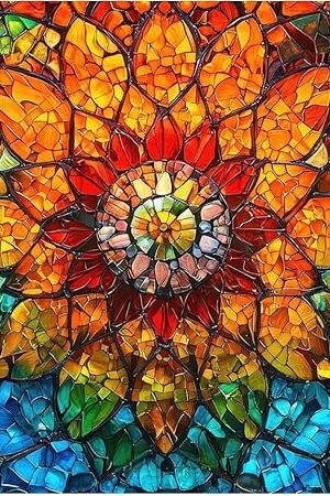 The Puzzles for Adults 1000 Pieces, Jigsaw Puzzles 1000 Pieces - Stained Glass Flowers