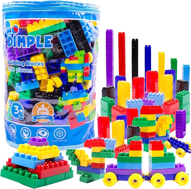 The Dimple Building Blocks for Toddler (300 Pcs) Stacking Toys & Puzzle Games for Learning and STEM Fun Montessori Toys, Educational Baby Blocks Age 3+ Toddler Boy & Girl Birthday for Kids
