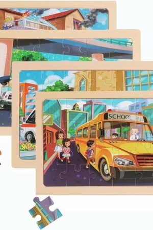 The Puzzles for Kids Ages 4-6, 4 Packs 24 Piece Wooden Jigsaw Puzzle for Toddlers 5-8, Preschool Educational Puzzle Boards Toys Gifts for 4 5 6 7 8 Girls Boys
