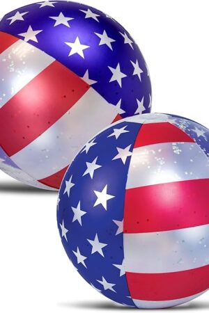 The POZA Inflatable USA Pool Float - Luxurious Fun Lounger Filled with Sparkle Silver Stars Confetti, Cool USA Flag Design Water Swimming Pool Floaties for Beach, Lake & Pool
