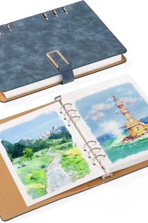 The Prudiut 30 Sheets Watercolor Sketchbook, 140 lb/300 GSM Watercolor Journal Cold Press Watercolor Paper Watercolor Notebook for Painting, Drawing, Mixed Media(9.1x6.3 in)