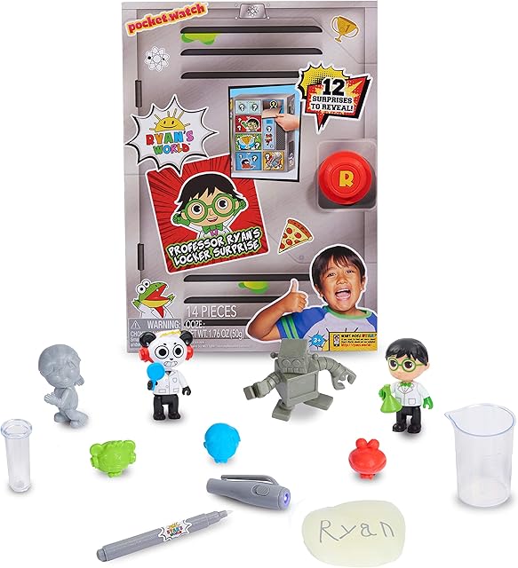 The RYAN'S WORLD Professor Ryan’s Locker Surprise, 12 Surprises Inside Includes Toy Figures and Slime, Styles May Vary, Kids Toys for Ages 3 Up by Just Play