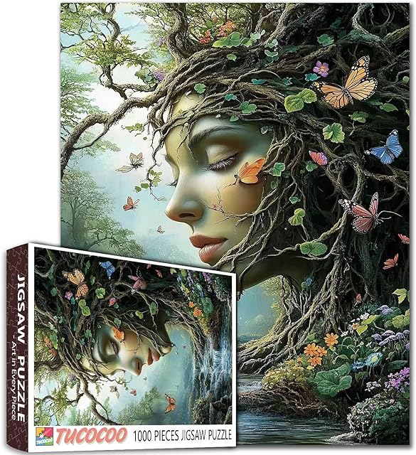 The Surreal Earth Goddess 1000 Piece Puzzles for Adult Landscape Puzzle Arts Women Portrait Jigsaw Puzzle for Adults