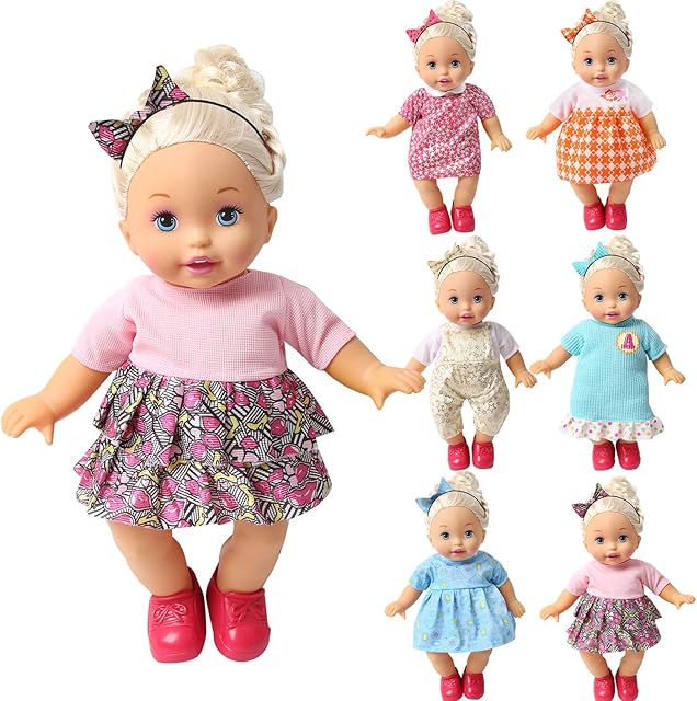 The NA BOBO Clothes Set of 6 for 12-14-16 Inch Alive Lovely Baby Doll Clothes Dress Outfits Costumes Dolly Pretty Doll Cloth Handmade Girl Christmas Birthday Gift