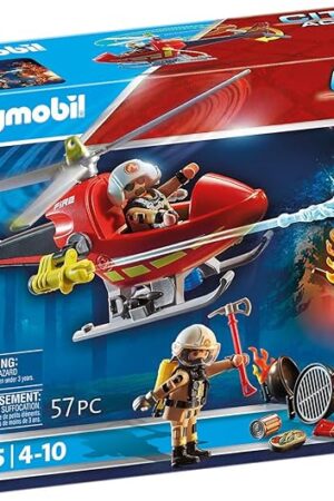 The Playmobil 71195 City Action Fire Helicopter, Air-Based Playset with Firing Cannon, Fun Imaginative Role-Play, Playset Suitable for Children Ages 4+
