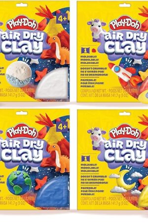 The Play-Doh Air Dry Clay Bundle, 16 Squishy Air-Dry Clays in 4 Colors, Arts and Crafts Supplies, Modeling Clay, Fun Activities, Sculpting and Pottery for Kids