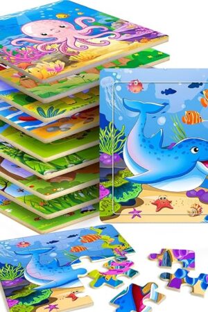 The Puzzles for Kids Ages 4-6, 10 Pack of 20 Piece Wooden Jigsaw Puzzles for Toddlers Ages 3-5 Jigsaw Puzzle for Toddler Children Learning Educational Puzzles Toys for Boys and Girls.
