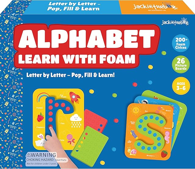 The jackinthebox Toddler Toys, Learn Alphabet with Foam, Learning Toys for Toddlers, Unique Learning Resources, Great Gift for Toddlers 3 4 5 Years Old, Classroom Must Haves, Perfect for Learning A B C D