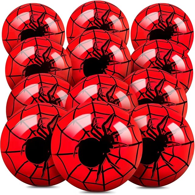 The 12 Pcs Spider Beach Balls Red 9 Inch Inflatable Beach Balls Spider Print Kids Pool Toy Birthday Party Favors for Child Swimming Pool Beach Outdoor Games Decorations