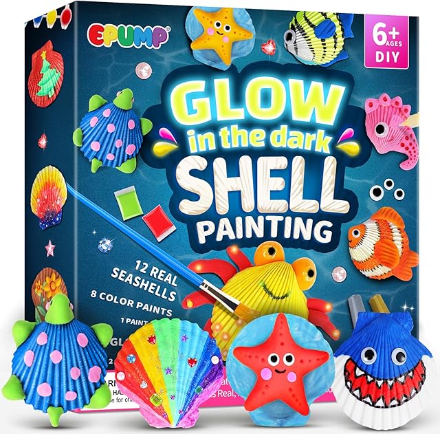 The EPUMP Shell Painting Kit for Kids - Glow in The Dark Arts and Crafts for Boys Girls Ages 6-12, Kids Crafts 8-12, Art Supplies, Creative Arts and Crafts Toys Christmas Birthday Party Gifts