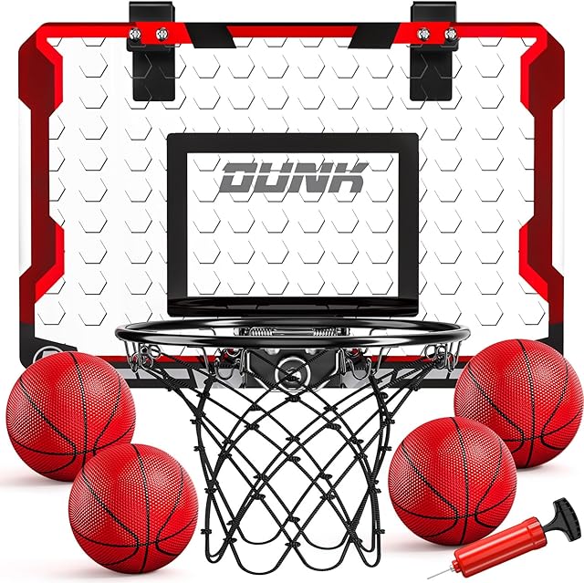 The TEMI Indoor Basketball Hoop for Kids, Door Room Basketball Hoop,Mini Basketball Hoop with 4 Balls, Basketball Toys for 3 4 5 6 7 8 9 10 11 12 Year Old Boys