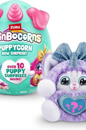 The Rainbocorns Puppycorn Surprise Series 3 (Husky) by ZURU, Collectible Plush Stuffed Animal, Surprise Egg, Sticker Pack, Slime, Dog Plush, Ages 3+ for Girls, Children