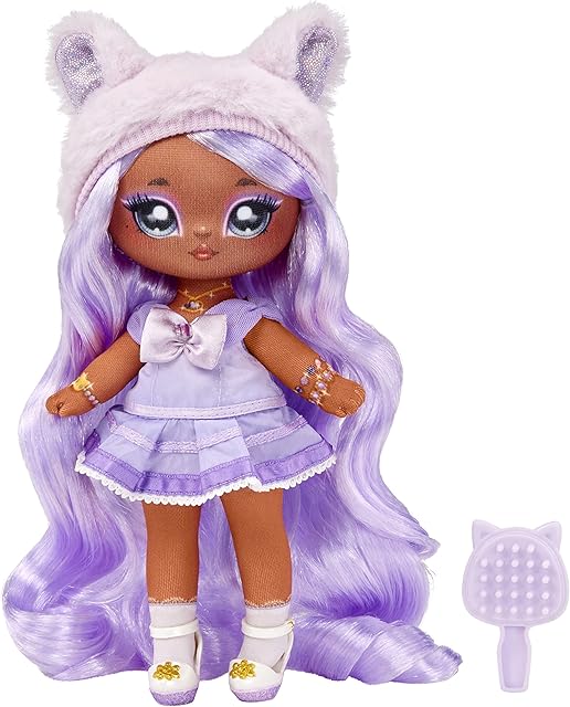 The Na! Na! Na! SurpriseSweetest Gems™ Juno Summers 7.5" Fashion Doll Light Amethyst Birthstone Inspired with Lavender Hair, Purple Dress & Brush,Poseable,Great Toy Gift Girls Boys Ages 5 6 7 8+ Years