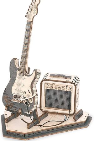 The ROKR 3D Puzzles for Adults Wooden Craft Kits Musical Instrument Model Kit Collectibles Home Desk Room Decor (Electric Guitar)