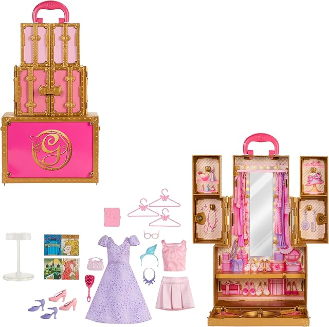The Mattel Universal Pictures’ Wicked Glinda’s Glamorous Closet with 2 Unique Looks, Surprises & 13 Accessories, Inspired by The Movie