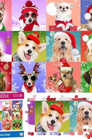 The Puzzles for Kids Ages 4-6 6-8 8-10, Christmas Dogs 100 Piece Puzzles for Kids, Christmas Puzzle Jigsaw Puzzles for Adults Kids Puzzles 4-6 5-8, Xmas Gifts Christmas Stocking Stuffers for Boys Girls