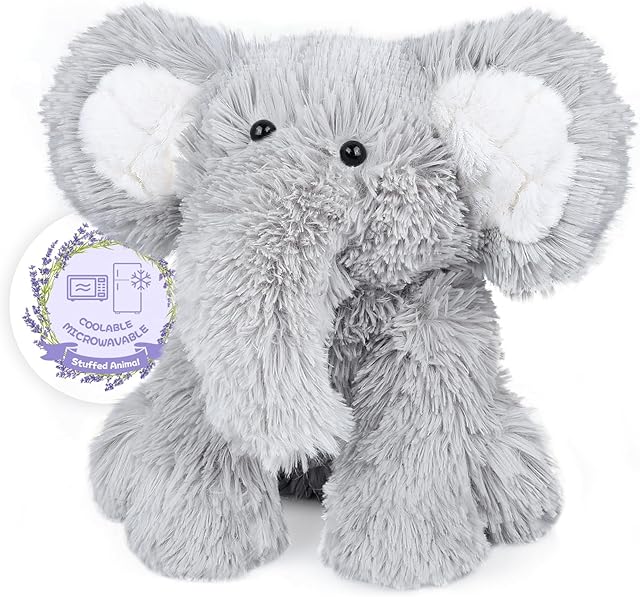 The Warming Elephant Stuffed Animals, Microwavable Stuffed Animal Heating Pads for Cramps, Pain & Stress Relief, Heatable & Coolable Stuffed Elephants, Lavender Scented Plush Toys Elephant Gifts