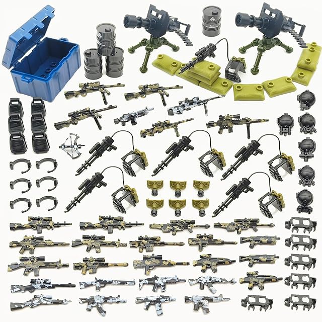 The WW2 Weapons Pack Military Toy Set Swat Team Army Set for Kits,Camouflage Weapon Guns for Minifigure Block Toys,Gear Parts Accessories,Building Block Sets Compatible with Major Brand