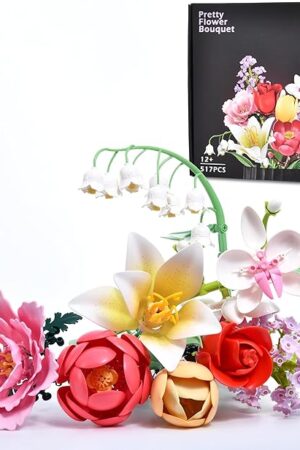 The Pretty Flower Bouquet Building Set for Adults, Artificial Flower Set for Home Decor, Botanical-Themed Gift for Valentine's Day, Mother's Day, 517 Pieces (NO VASE)