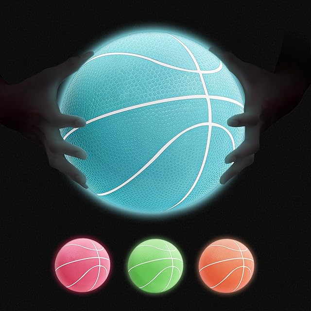 The Glow in The Dark Mini Basketball with Pump(6 inch,4 Pack), Glowing Mini Basketballs for Indoor Outdoor Hoop, Small Basketball Balls for Kids, Toddlers
