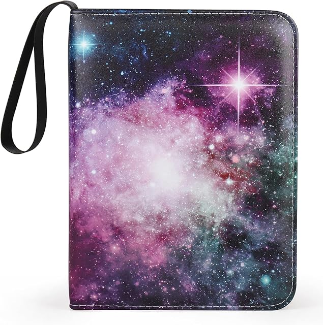 The 4 Pocket Trading Card Binders for 400 Cards, Purple Nebula Pattern