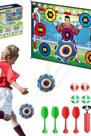 The RedCrab Toy Soccer Ball Game Set for Boys and Girls, Outdoor Indoor Backyard Toddler Soccer Goal Games with 2 Football, 1 Flannel Target, 4 Darts, Soccer Toys Gift for 3-5 6-8 8-12 Birthday Christmas
