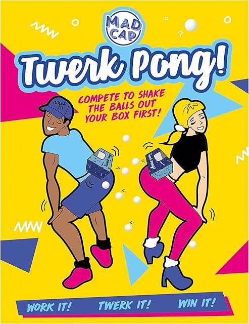 The Fizz Creations Twerk Pong Novelty Game. The Original Twerk Family Party Game. Includes 10 Balls, Ribbon & Cardboard Boxes. Twerk to Shake The Ping Pong Balls Out!