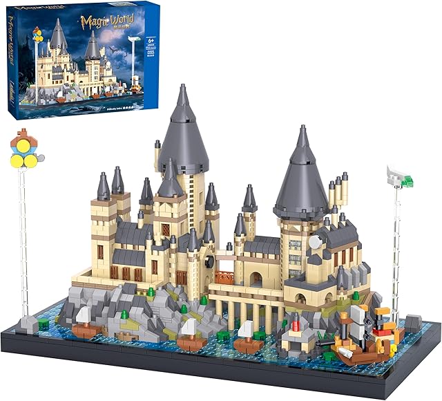 The Magic Castle Micro Mini Building Blocks Sets - Harry Castle Grounds Building Bricks Hog Tower Model Toys for Kids, Collectible Architecture Display Deco, Birthday Gift for 6+ Boy, Girl, Adult, 2744PCS