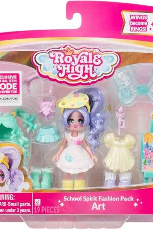 The Royale High 3? School Spirit Fashion Pack: Art - Light Series 1-1 Figure with 15 Accessories - Wings Become Rings - Virtual Item Code Included - Ages 5+