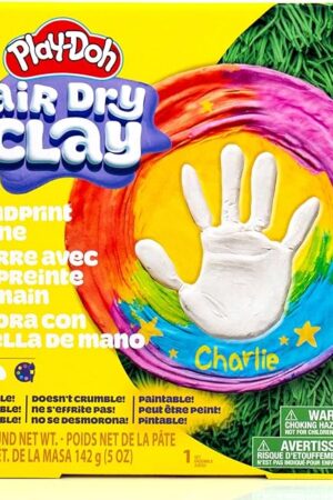 The Play-Doh Air Dry Handprint Stone, Includes Reusable Mold, 5 Acrylic Paints, & 5 oz. of Paintable White Clay, Kids Craft Kit, Crafts for Kids Ages 4-8, Art Supplies for Craftrooms and Classrooms