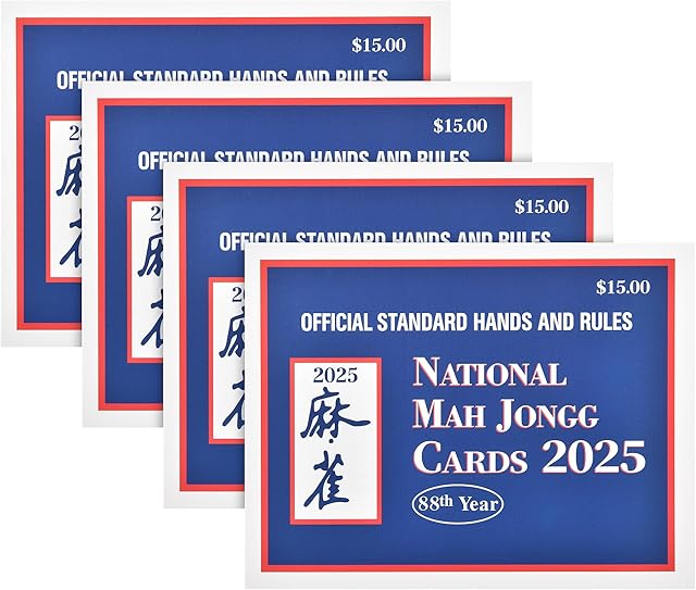 The Mahjong Card 2025 Official Revision, 4Pcs Large Size Mah Jongg Card Set for Parties, Game & Outdoor