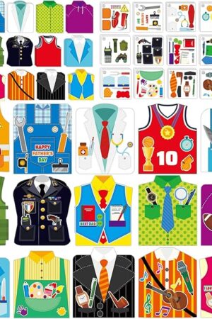 The Qyeahkj 60 Packs Father's Day Card Making Kits for Kids Father's Day DIY Arts Crafts Father's Day Shirt Greeting Card with Stickers Handmade Crafting Card Bulk for Father's Day Party Supplies Decor
