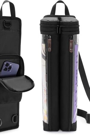 The Playmat Tube Case for 2pcs W14’’x L24’’ Playmat, Gaming Playmat Tube Case with Dice Holder Fit for TCG/MTG Playmat, Play Game Mat Storage Bag Container with Support Panel and Shoulder Strap