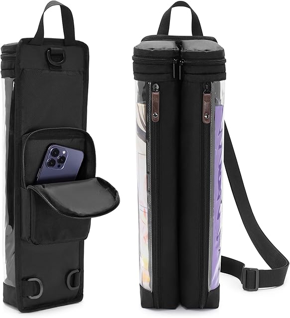 The Playmat Tube Case for 2pcs W14’’x L24’’ Playmat, Gaming Playmat Tube Case with Dice Holder Fit for TCG/MTG Playmat, Play Game Mat Storage Bag Container with Support Panel and Shoulder Strap