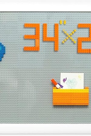 The Play Platoon Building Brick Wall Mount Activity Toy with Storage - 24 x 34 inch Frame, Large Wall Activity Display Building Blocks Baseplate Panel, Compatible with All Major Brands