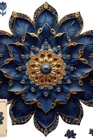 The Puzzles for Adults 200 Pieces, Mandela Queen Flower Wooden Puzzles Royal Unique Shaped Lotus Gifts Jigsaw Puzzles, Irregular Puzzles Creative Gift for Adults Family Game (16.5x16.5 in)