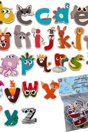 The Phonics Adventures Mnemonic Letter Magnets, Educational Lowercase Alphabet Set, 29 Pieces, Multicolored