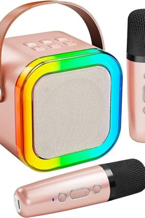 The Portable Bluetooth Karaoke Speaker with 2 Wireless Microphones, Birthday Gifts for Girls Boys Family