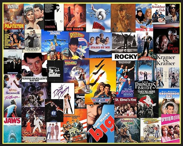The Springbok Going to The Movies 1000 Piece Jigsaw Puzzle for Adults Features a Photo Collage of Posters from Some of America's Favorite Films