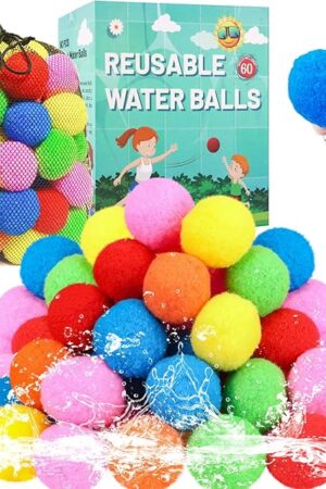 The Reusable Water Balls, Reusable Water Balloons for Outdoor Toys and Games, Water Toys for Kids and Adults Boys and Girls - Summer Balls for Pool and Backyard Fun, 60 Pcs