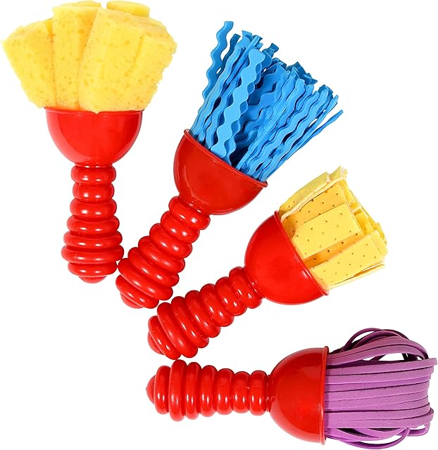 The READY 2 LEARN Textured Art Tools - Set of 4 - Jumbo Paint Brushes for Toddlers and Kids - Set 2 - DIY Patterns and Effects, Plastic, Multicolor