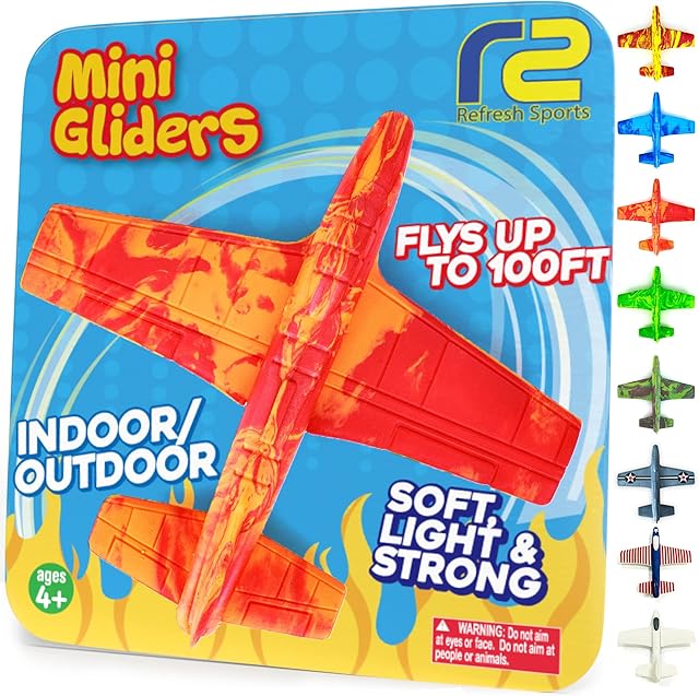 The Airplane Toy Foam Glider Plane for Kids - Best Outdoor Toys for Boys & Girls - Kids Stocking Stuffers for Boys & Fun Flying Gliders Easy Throwing Air Planes - Great Gifts for Age 4 5 6 7 8 9 Year Olds