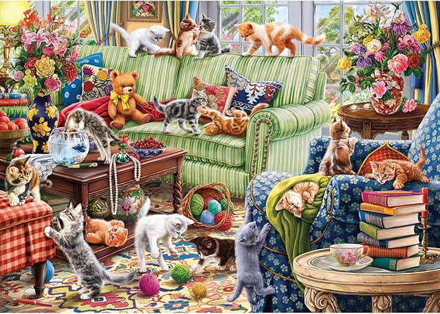 The Anatolian Puzzle - Kittens in The Living Room, 1500 Piece Jigsaw Puzzle, #4575